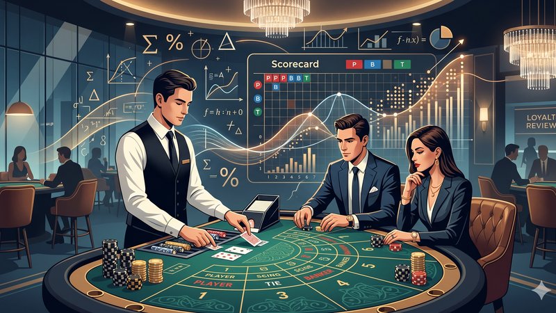 Иллюстрация с картами баккара и фишками для статьи о вероятностях в хай-лимит играх